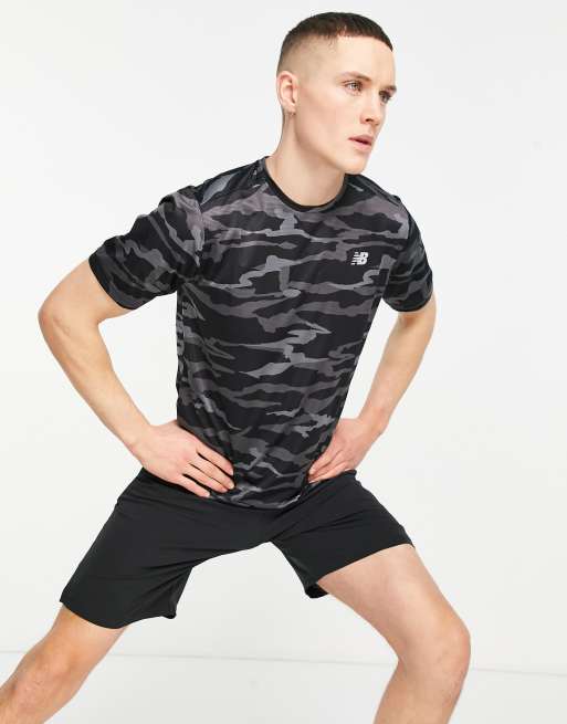 New Balance accelerate T-shirt in black camo ASOS