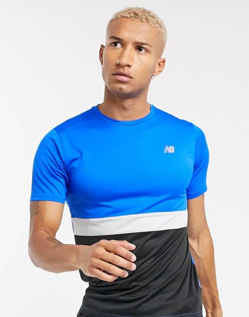 New Balance Running Accelerate t-shirt in colourblock blue | ASOS