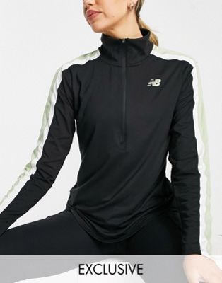 T-shirts et débardeurs New Balance - Running Accelerate - Top color block à col zippé - Noir - Exclusivité