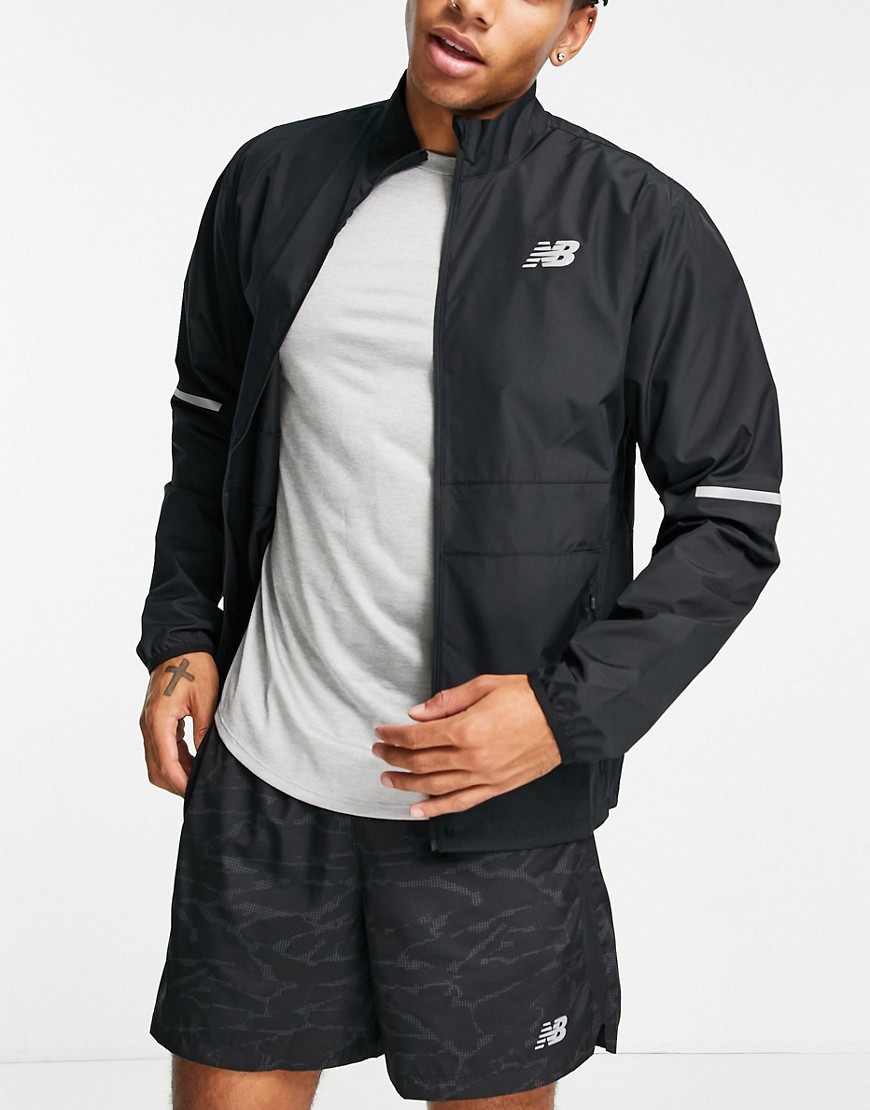 New Balance Running Accelerate track jacket with logo in black