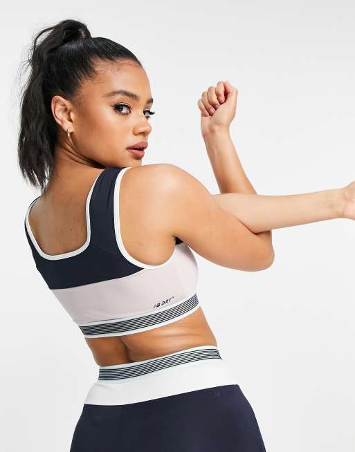 New Balance Running Achiever retro remix light support long line sports bra in multi, 2 of 4