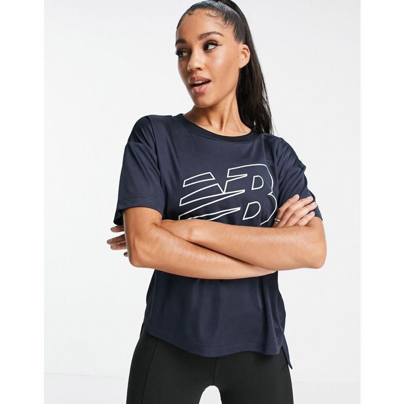 New Balance - Running Achiever - T-shirt in rete nera con logo grande