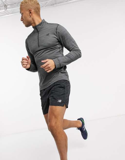 New Balance Running anticipate half zip sweat in dark grey