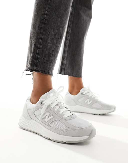 new balance running fresh foam 1880 trainers in white and grey