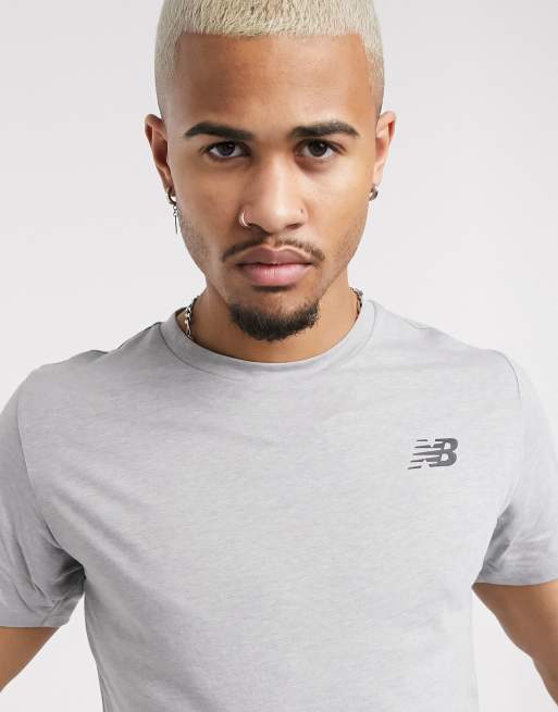 New Balance Running heathertech t-shirt in grey, 3 of 4