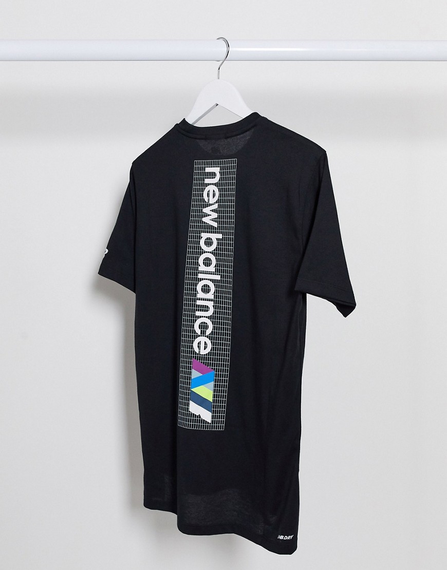 New Balance Running - Heathertech - T-shirt nera con stampa sul retro-Nero