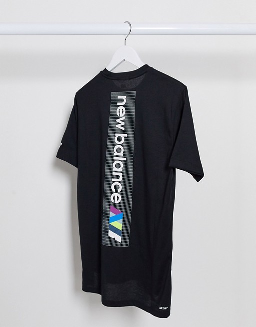 New Balance Running heathertech t-shirt with back print in black