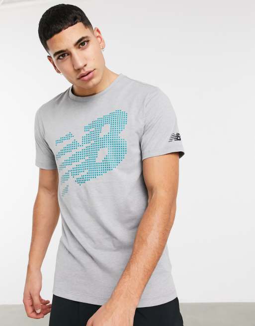 New Balance Running large logo heathertech t-shirt in grey