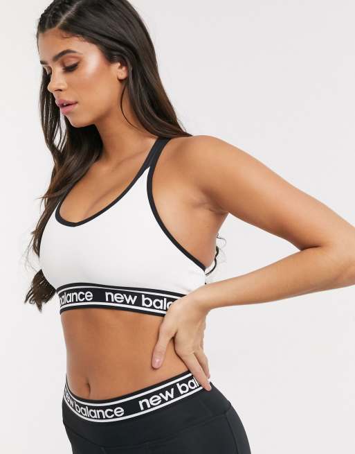 New Balance Running Pace bra and leggings in white and black