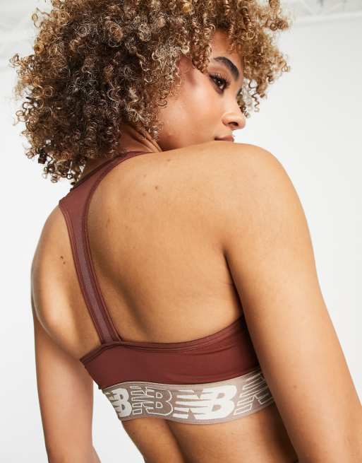 New Balance Running Pace 3.0 medium support sports bra in cinammon Exclusive to ASOS, 4 of 4