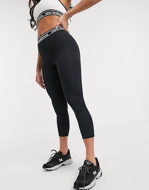 New Balance Running Relentless high rise leggings with logo waistband in black