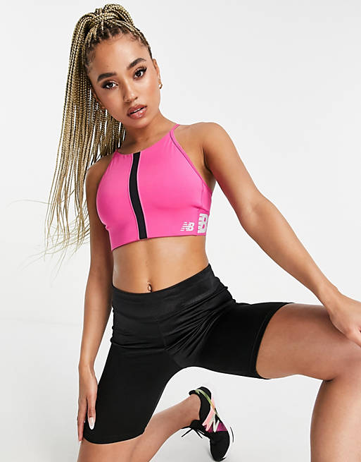 Tops New Balance Running Relentless light support long line sports bra in pink exclusive to  