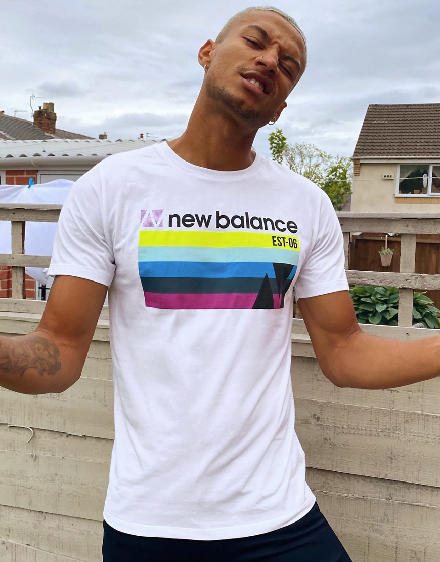 New Balance Running - T-shirt bianca con logo rétro-Bianco