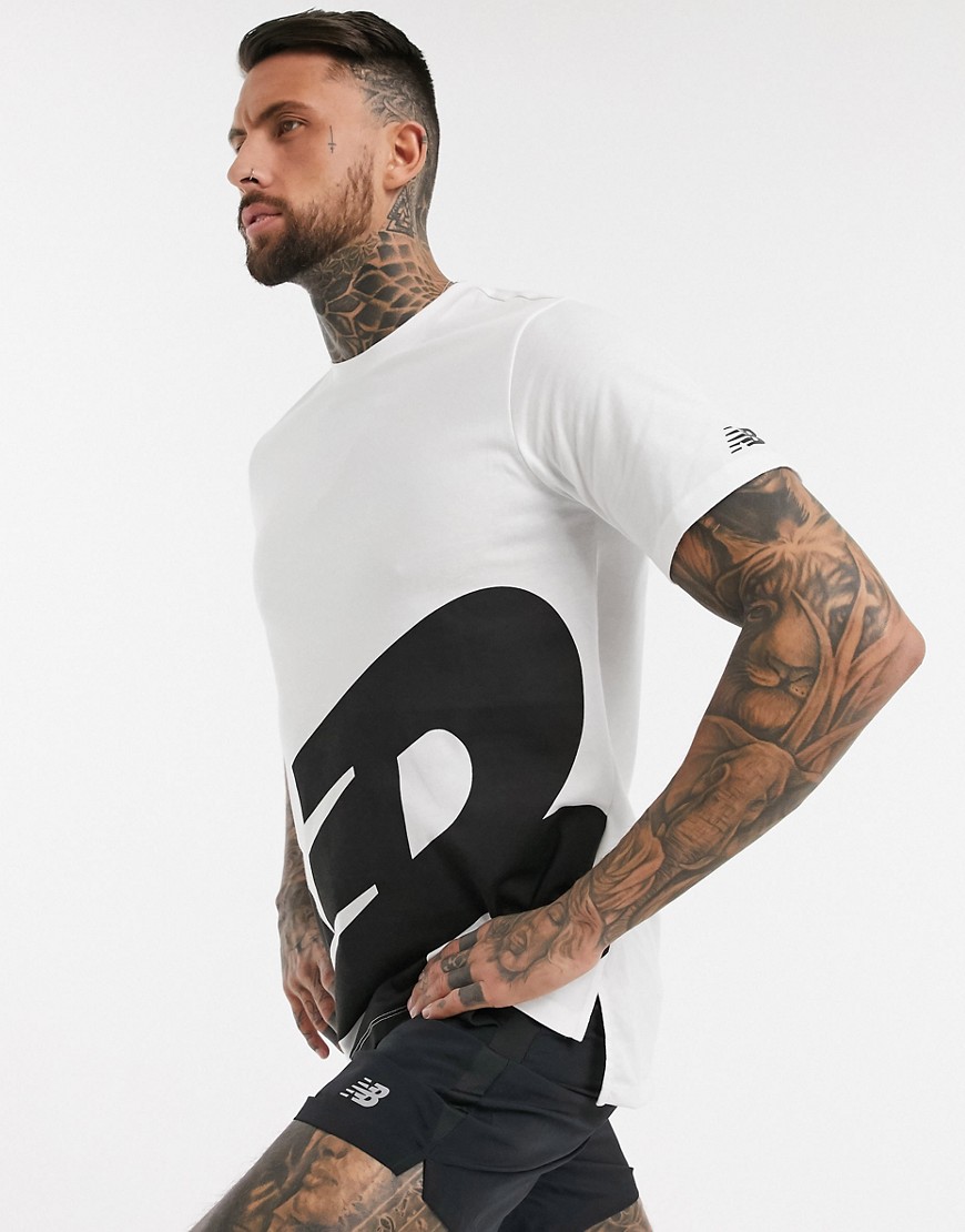 New Balance Running - T-shirt con logo esploso bianca-Bianco