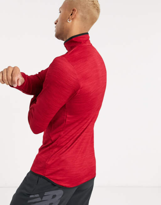 New Balance Running Tenacity quarter zip top in red ASOS