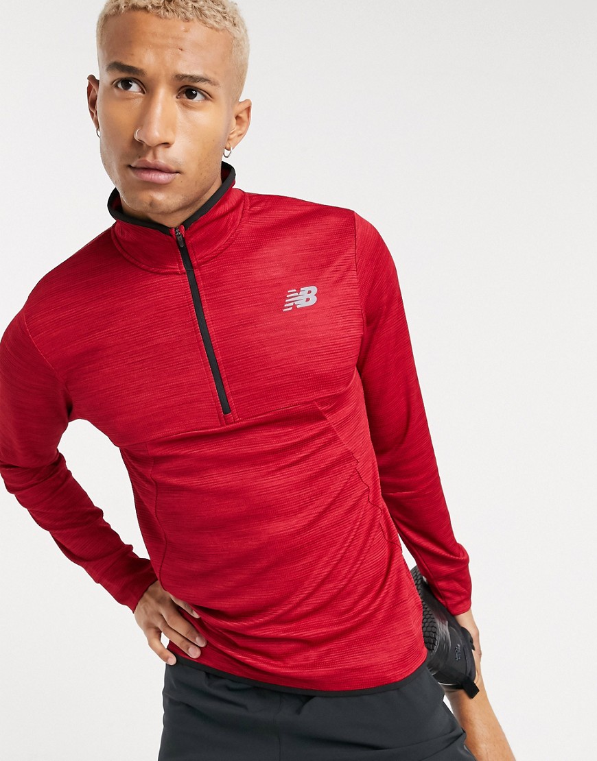 New Balance Running - Tenacity - Rød trøje med lynlås i halsen