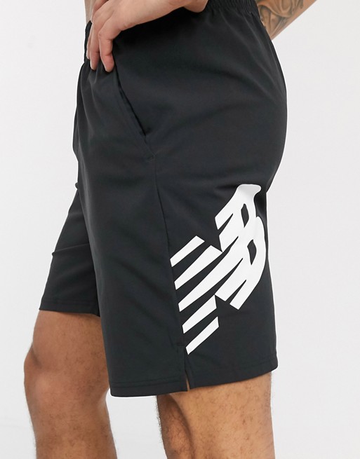 New Balance Training Tenacity woven logo shorts in black