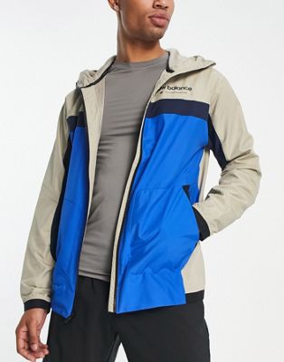 New Balance R.W. Tech colourblock hooded jacket in grey and blue