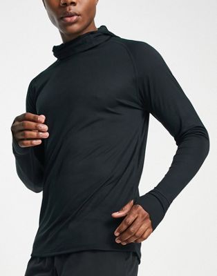 New Balance RWT long sleeve top with face covering in black
