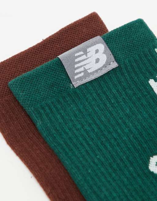 New Balance - Set van 2 paar geribbelde sokken in groen en bordeauxrood, 3 van 3