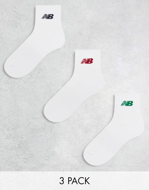 New Balance - Set van 3 paar enkelsokken in collegestijl in groen, rood en zwart
