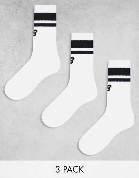 New Balance - Set van 3 paar gestreepte sokken met logo in wit - view 1