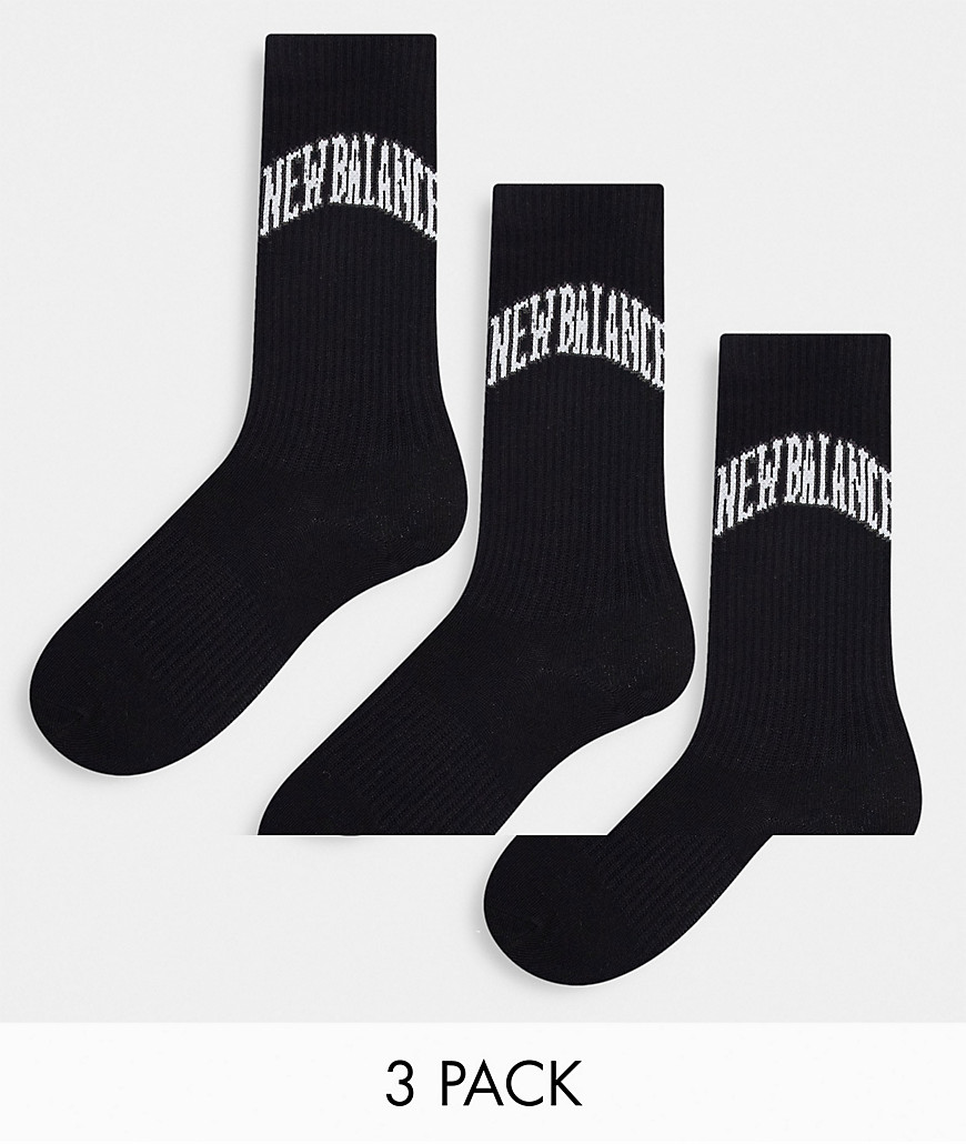 New Balance Set van 3 paar sokken met logo in college stijl in zwart en wit