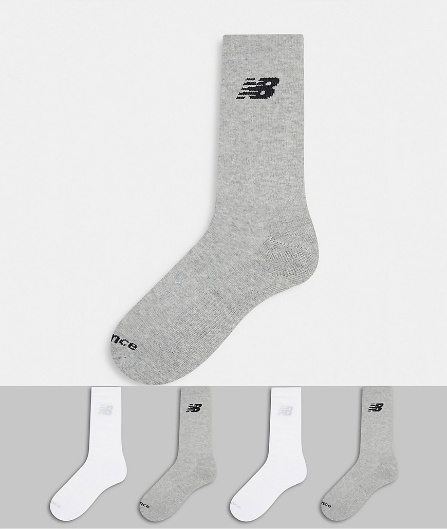 New Balance - Set van 4 paar sokken met logo in grijs en wit-Verschillende kleuren