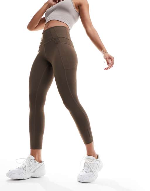 Brushed Inside Leggings with Pockets Brown