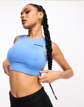 TALA - Bandeau-sport bh met lichte ondersteuning en dubbele bandjes in  stone, exclusief bij ASOS