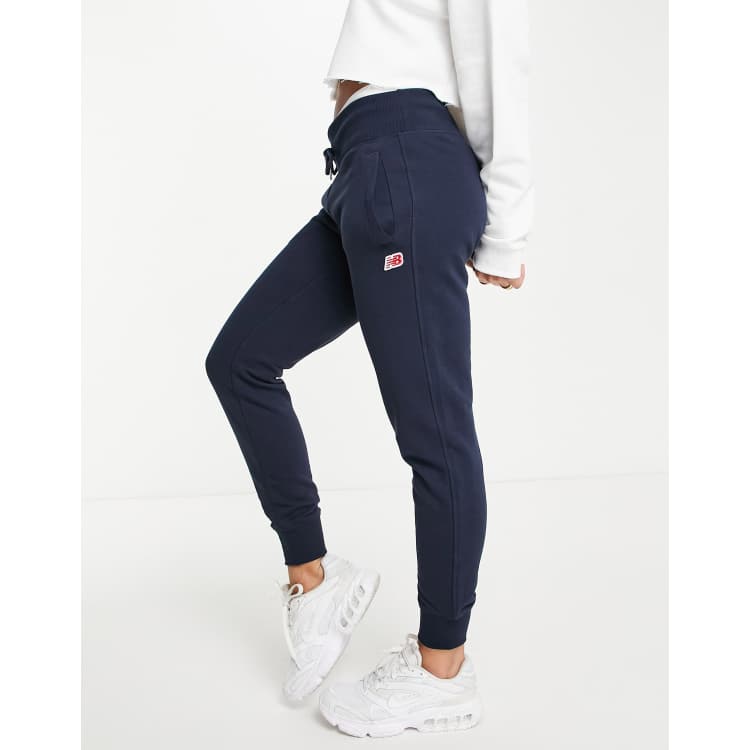 New Balance small logo joggers in navy ASOS