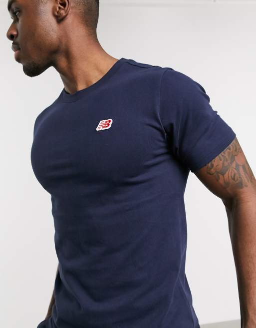 New Balance small logo t shirt in navy ASOS