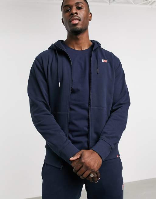 New Balance small logo zip through in navy | ASOS