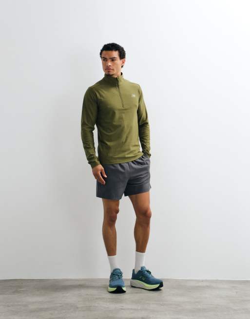 New Balance space dye 1/4 zip-top i khaki, 2 av 5