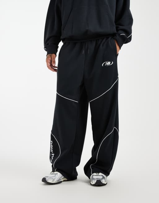 New Balance spodnie dresowe z french terry, czarne, 2 z 5