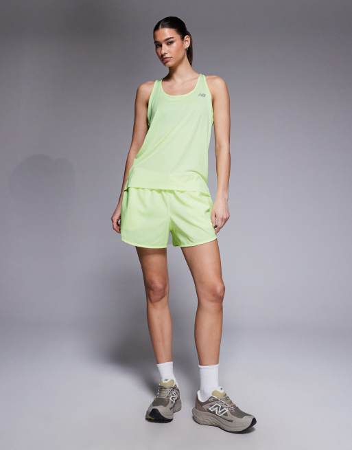 New Balance Sport Essentials 3 inch shorts in neon yellow, 2 of 5