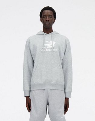 New Balance Sport essentials french terry logo hoodie in grey