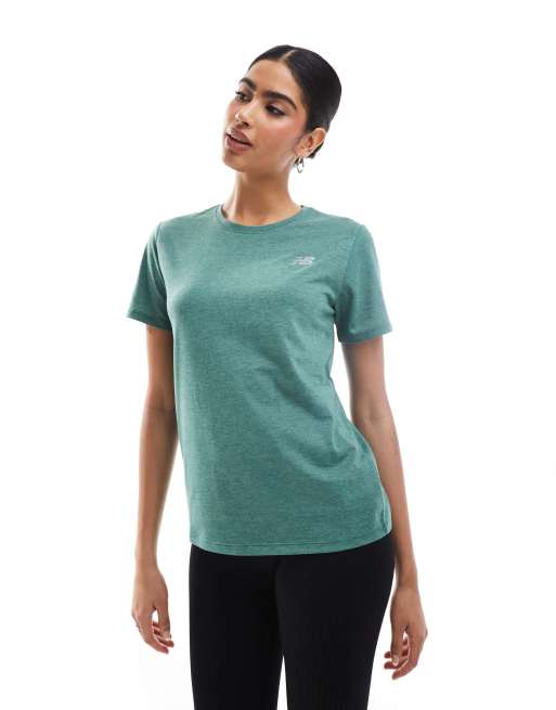 New Balance Sport essentials heathertech t-shirt in green