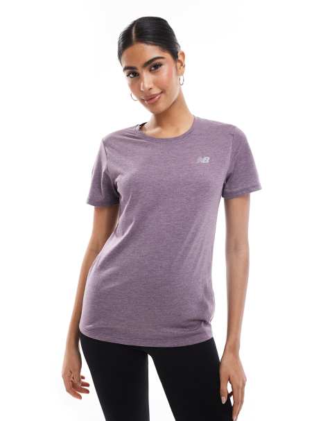 New Balance Sport essentials heathertech t-shirt in plum - view 1