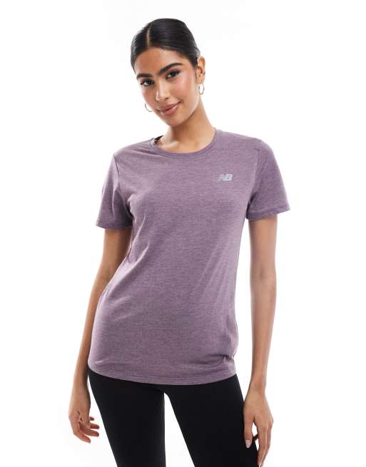 New Balance Sport essentials heathertech t-shirt in plum