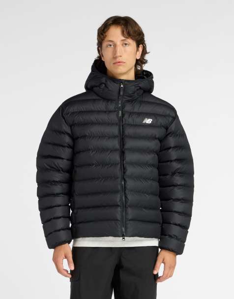 New Balance Sport essentials hooded puffer jacket in black - view 1