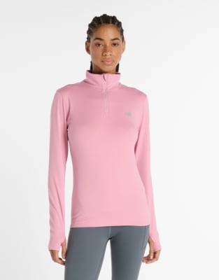 New Balance - Sport Essentials - Oberteil in Pink Taffy mit Space-Dye-Muster und 1/4 Reißverschluss-Rosa