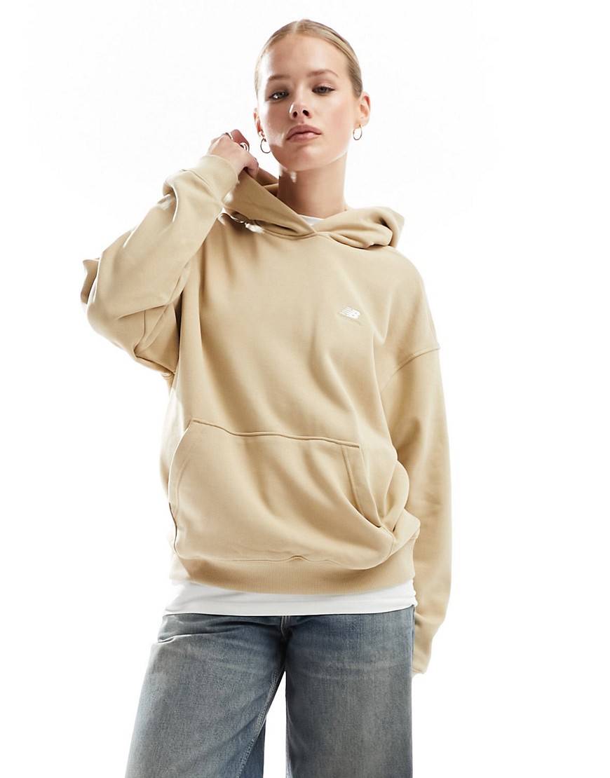 New Balance Sport essentials premium fleece hoodie in brown