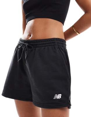 New Balance - Sport Essentials - Shorts aus schwarzem Frottee