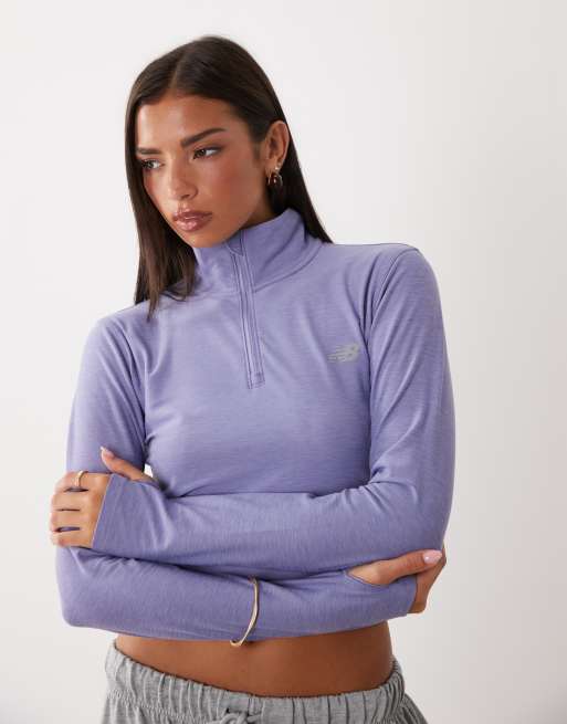 New Balance Sport essentials space dye 1/4 zip in dark smoked violet, 3 of 4