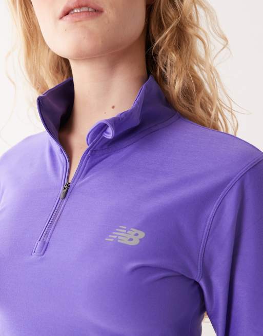 New Balance - Sport Essentials - Space-dye top met 1/4 rits in paars, 2 van 4