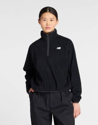 New Balance - Sport - Oberteil aus Polar-Fleece in Schwarz mit kurzem Reißverschluss