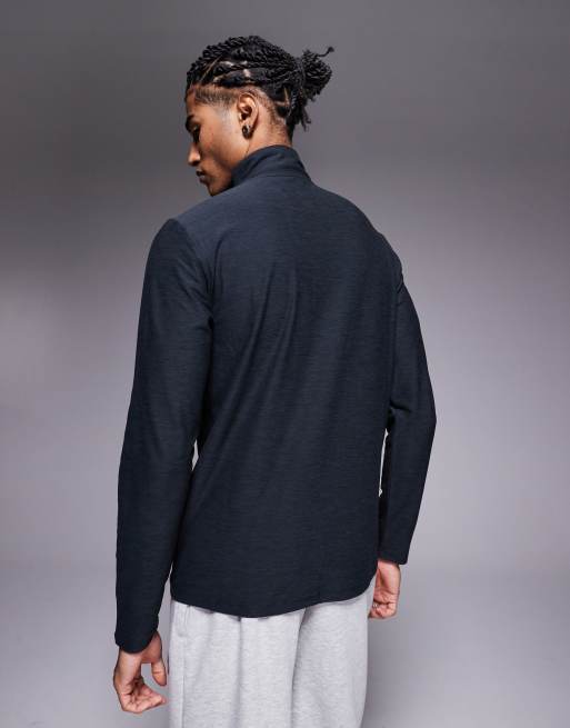 New Balance sport space dye 1/4 zip long sleeve top in black, 4 of 4