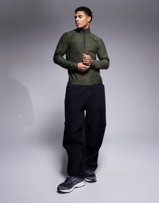 New Balance Sport space dye quarter zip long sleeve top in