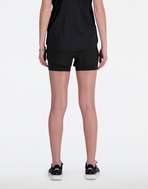 New Balance sports essential 3 inch shorts in black, 4 of 4